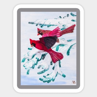 Cardinals in the Winter Sticker